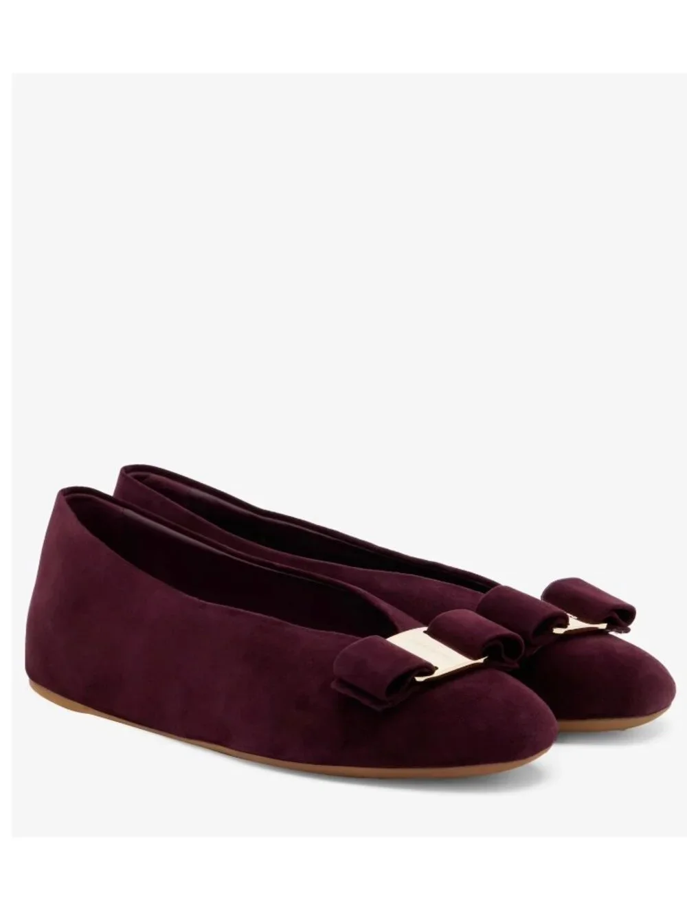 $800 SALVATORE FERRAGAMO Vanna suede ballet flats SHOES OXBLOOD GOLD 6 C (DD3)
